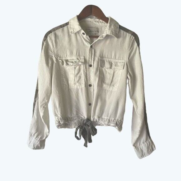 Vintage Havana White Cropped Jacket | Cameo Trim, Lightweight Layer Size Small - Picture 2 of 14